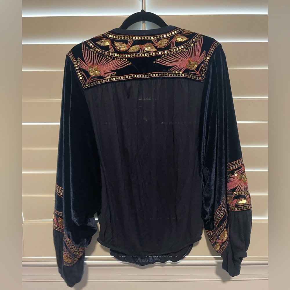 Velvet and sequin free people shirt/blouse